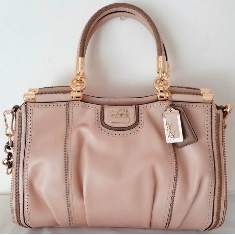 Coach Blush Leather #23745 Madison Pinnacle Perforated Carrie Satchel MSRP $795
